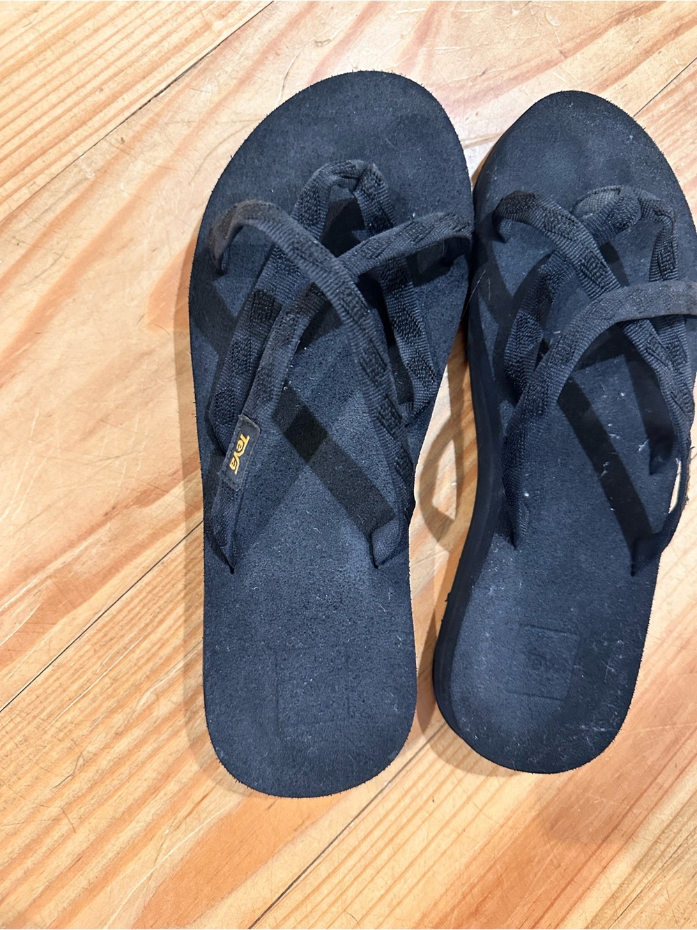 Teva Black Cross-Strap Flip Flops